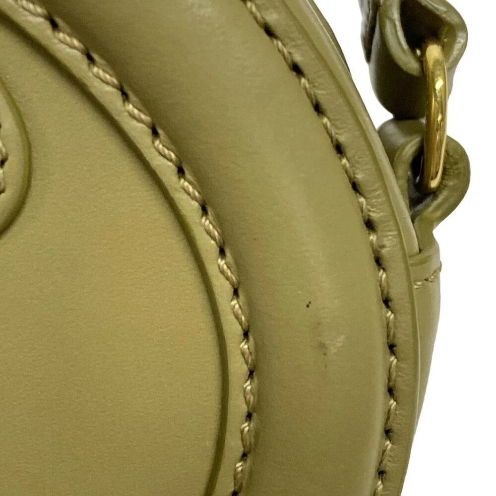 CELINE Crossbody Oval Purse Cuir Triomphe Khaki Smooth Calfskin 914-070125 - Picture 9 of 14